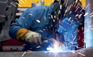 Man welding steel.
